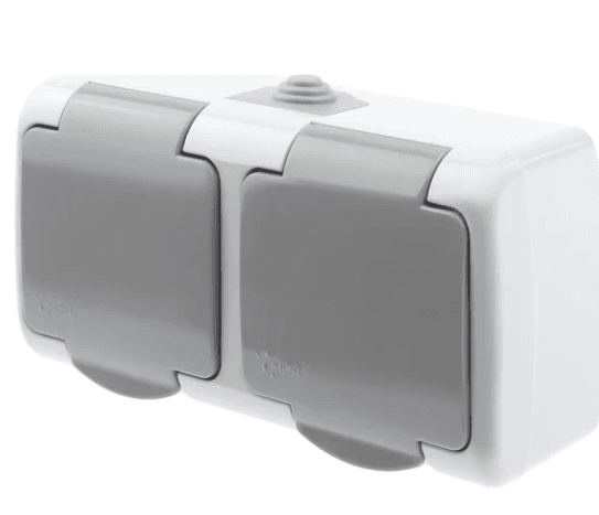 Розетка INTRO ATLANTIC 2м с/з, 16А,IP54  ОУ, СЕРЫЙ (шт)