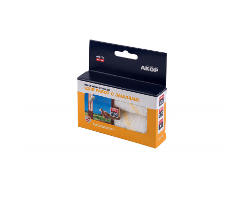 Набор мини роликов "для работ с эмалями" 110 х 15 х 6мм, в/в 12мм, полиамид, 5шт, Акор (шт)