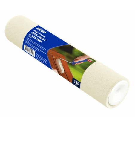 Ролик миди "для работ с лаками" 160 х 25 х 6мм, в/в  5мм, велюр, Акор (шт)