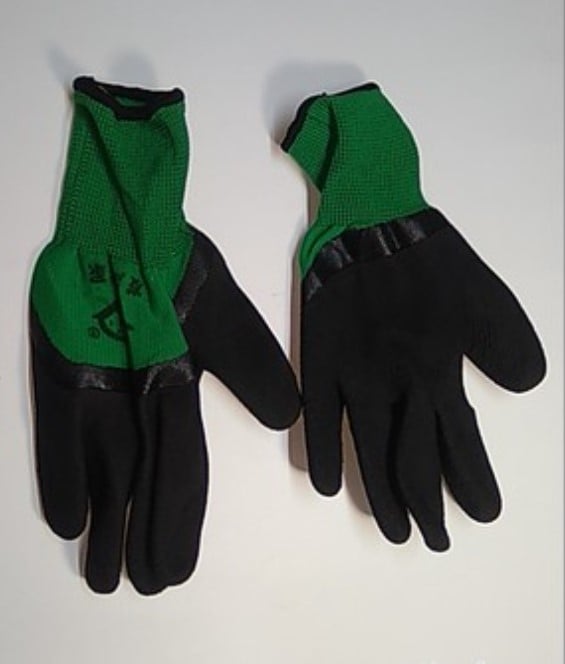 Перчатки нейлон с нитрильным обливом черно-зелен. ЛЕТО (пар)
