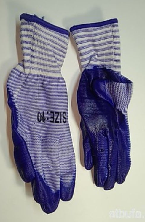 Перчатки нейлон сине-белые ЗЕБРА прорезин. (пар)