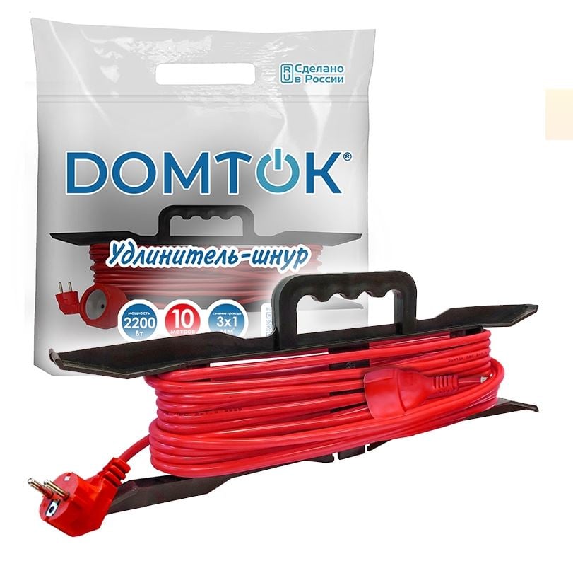 Удлинитель-рамка DOMTOK 2200Вт 1гн 10м с/з ПВС 3х1 / шт