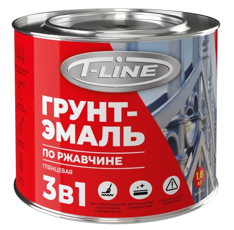 T-line Грунт-эмаль по ржавчине  3 в 1 синяя 5 кг./ шт
