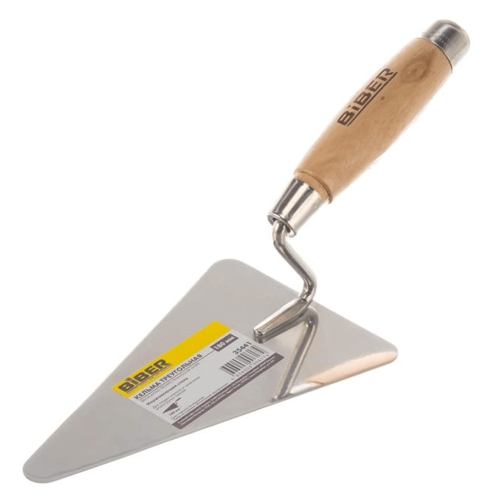 БИБЕР 35441 Кельма треугольная нерж. сталь дер. рукоятка 180 мм  (шт)