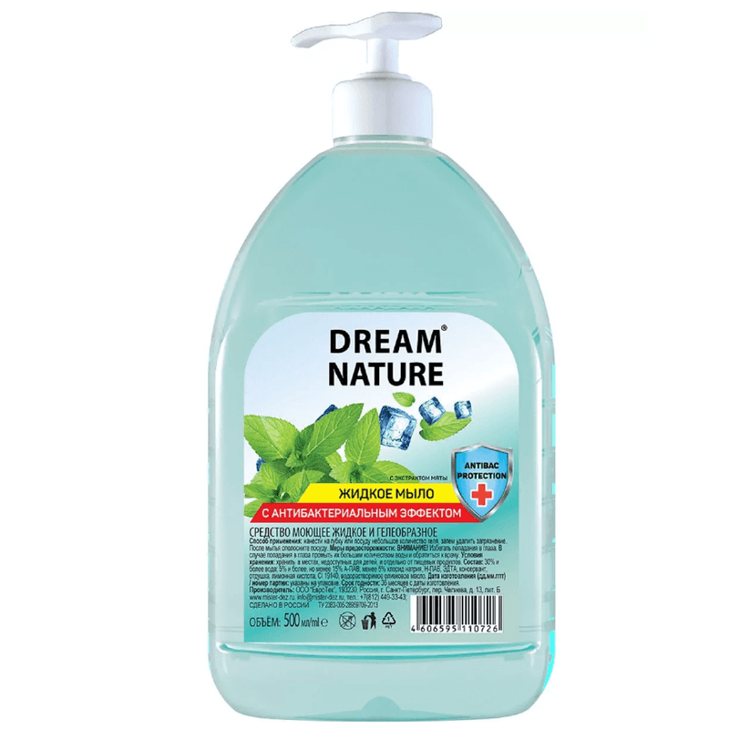 Мыло жидкое DREAM NATURE 500 мл Мята с антибактер. эффектом пуш-пул