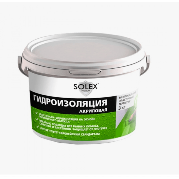 Гидроизоляция акриловая 3кг. SOLEX