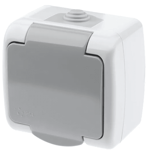 Розетка INTRO ATLANTIC 1м с/з, 16А,IP54  ОУ, СЕРЫЙ (шт)