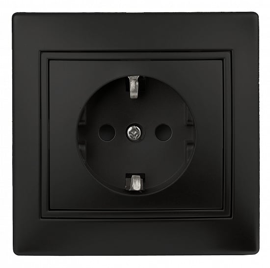 Розетка INTRO PLANO 1м с/з, со шторками  16А, СУ, АНТРАЦИТ (шт)