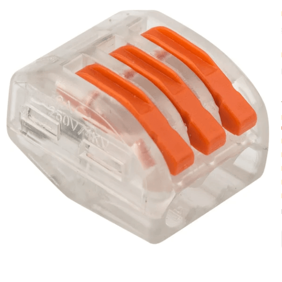 Клемма СМК с рычаг.3 отвер. REXANT 0.08-2.5мм 4 прозрачная (шт)