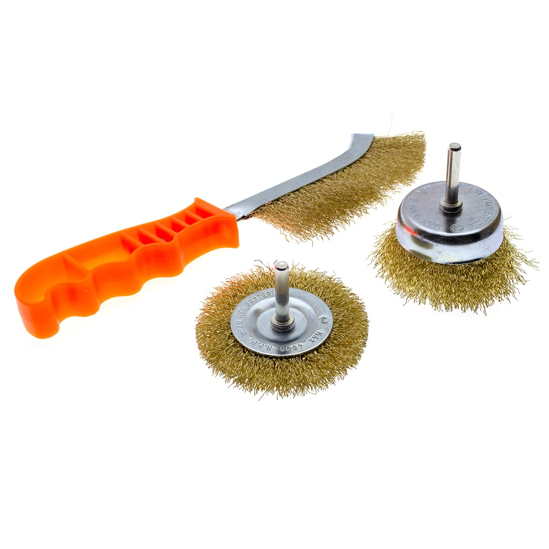 Кордщетка для дрели,наб.3штручн. 240мм,75мм радиал.,75мм чашка ЧЕГЛОК  (КИТАЙ)