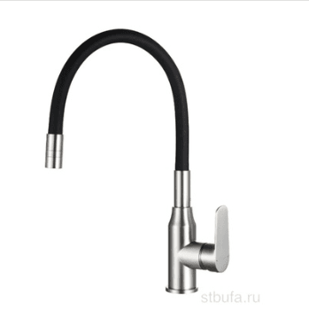 Смеситель для кухни DECOROOM DR29024BN-Black одноручный с гибким изливом, никель/чёрный (шт)