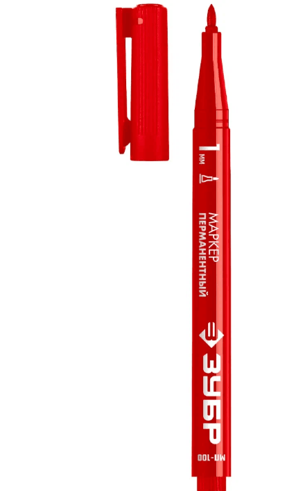 Маркер перманентный 1мм МП-100 красный, ЗУБР шт