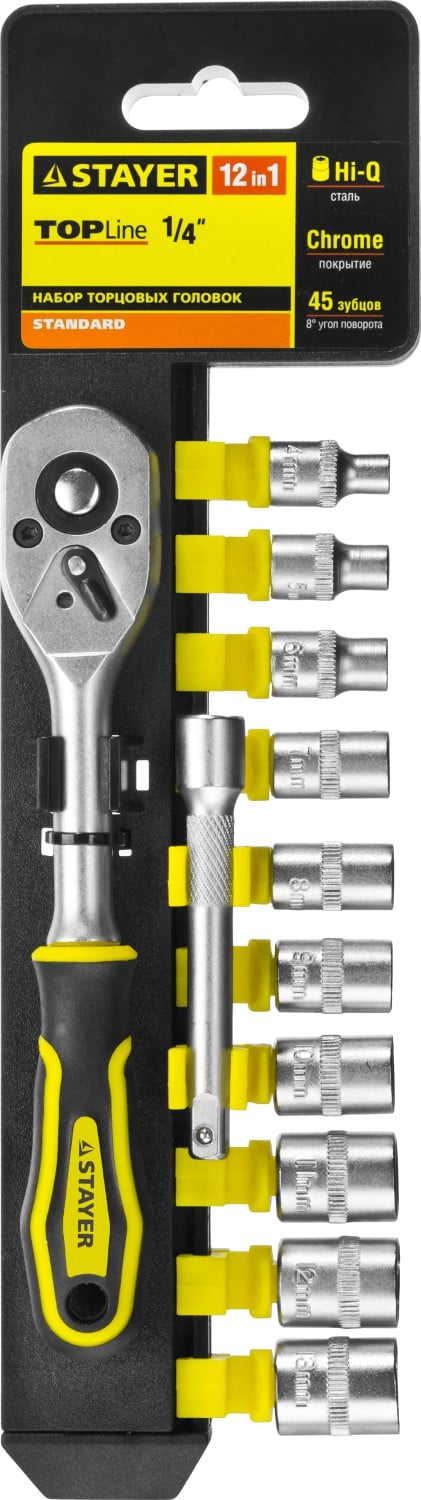 Набор торцовых головок и бит-головок STAYER RSS 12S, 12 предм., (1/4″)(27754-H12),