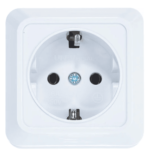 Розетка Universal Олимп 1м с/з, 16А, ОУ, Белый (шт)