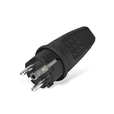 Вилка каучук "UNIVersal" прямая с/з 16А IP44 черный (шт)