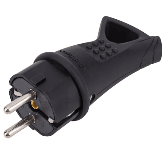 Вилка каучук "UNIVersal" угловая с/з 16А 250В IP44 (еврослот) черный (шт)