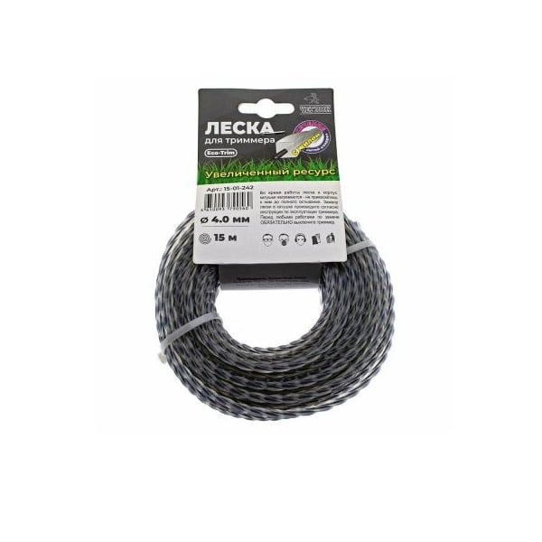 Леска для триммера 4,0 мм * 15 м, круг с жилой Чеглок (уп)