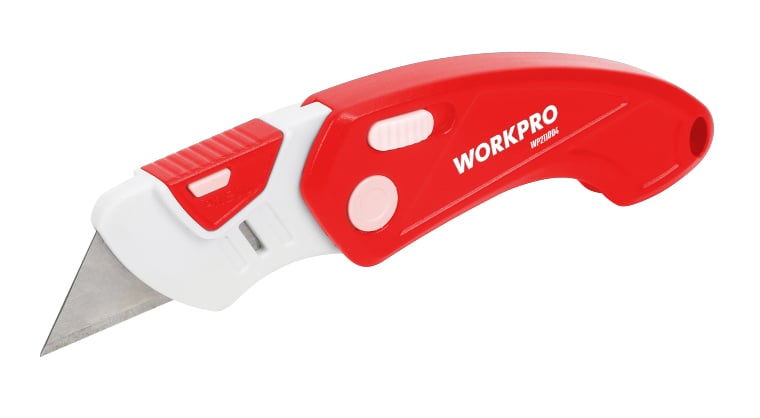 Нож складной пластиковый, быстросменный, трапец. лезвие, WORKPRO / шт