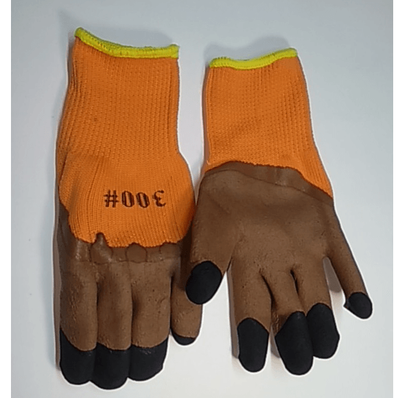 Перчатки  вспенен. коричн-оранж утепл. с черн.пал. (480/10)