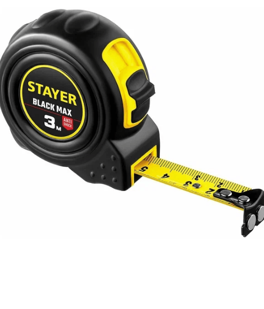 Рулетка  3м х16мм с двумя фиксаторами STAYER BlackMAX