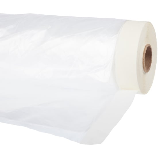 Пленка защитная с клейкой малярной лентой, прозрачная, HDPE, рулон 1,5х25м, толщина 8мкм, (шт.)