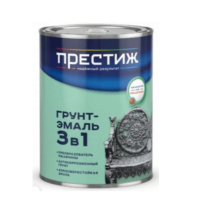 ПРЕСТИЖ Грунт-эмаль по ржавчине (3 в 1) шоколадная 0,9 кг.