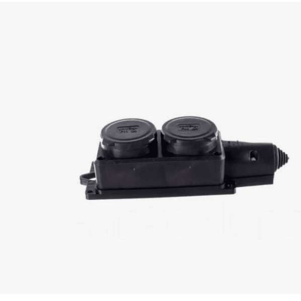 Колодка каучук "UNIVersal" 2-мест. настен. с заглушк. "Компакт" с/з 16А IP44 черн (шт)