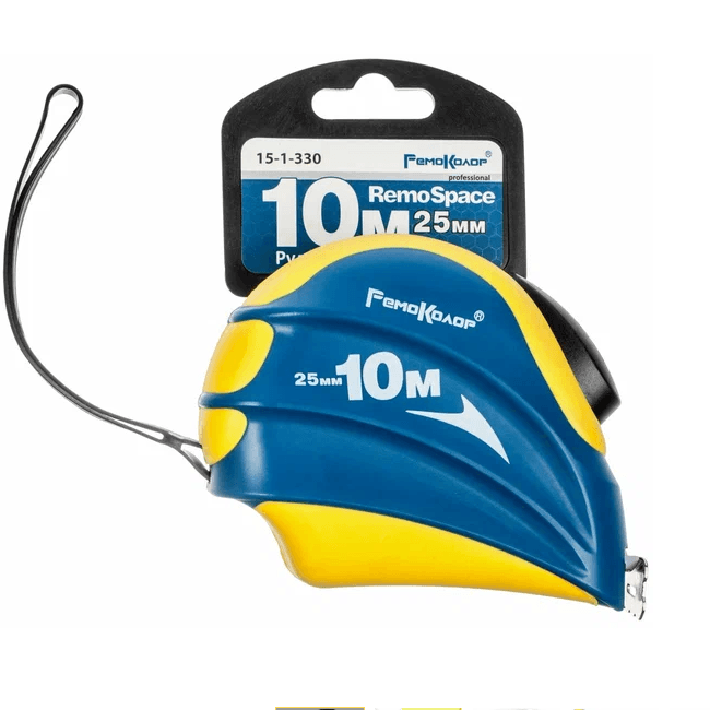 Рулетка "Remospace",корпус АВS -пластик+резин. вставки, усилинная ленты автостоп,10мх25мм(шт)