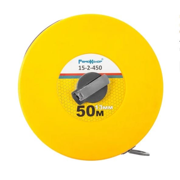 Мерная лента 50 м фиберглас. геодезич. пластик лента ПВХ катушечная ручка РемоКолор 15-2-450 (шт)