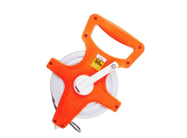 Мерная лента фиберглас. геодезич. пластик лента ПВХ катушечная ручка 50мх13мм