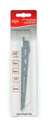 Полотно,пилка для сабельной пилы по дереву,S644D HCS,130мм, уп.2шт Elitech, упак ,КИТАЙ