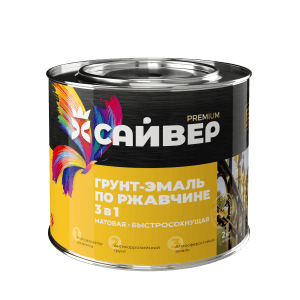 Сайвер Грунт-эмаль по ржавчине 3 в 1 черная 1,8 кг./6