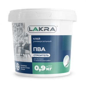 ЛАКРА клей ПВА Строитель универсальный  0,9 кг./12
