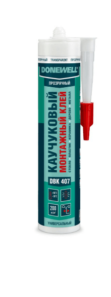 Клей монтажный DONEWELL DBK-407 каучуковый универсальный, прозрачный, 310 мл / шт