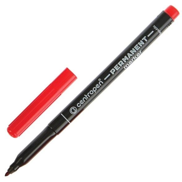 Маркер перманентный 0.3мм, красный, Centropen (10) (10013160/270224/3067489, ЧЕШСКАЯ РЕСПУБЛИКА)