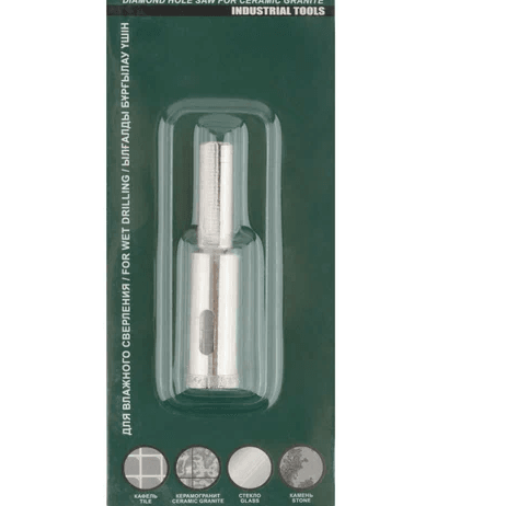 Коронка кольцевая по керамограниту, камню и стеклу алмазная, вакуумное спекание 14*65 мм