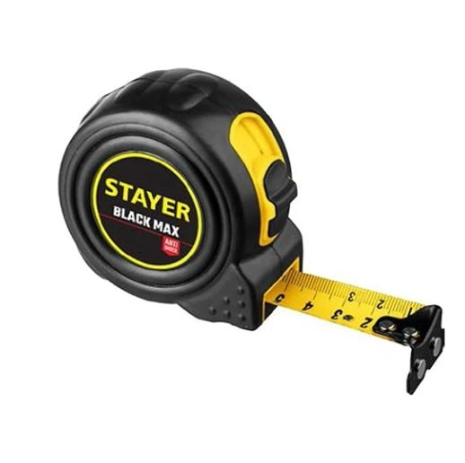 Рулетка 8м х 25мм с 2 фиксаторами, STAYER BlackMax 3410-08_z02 (шт)