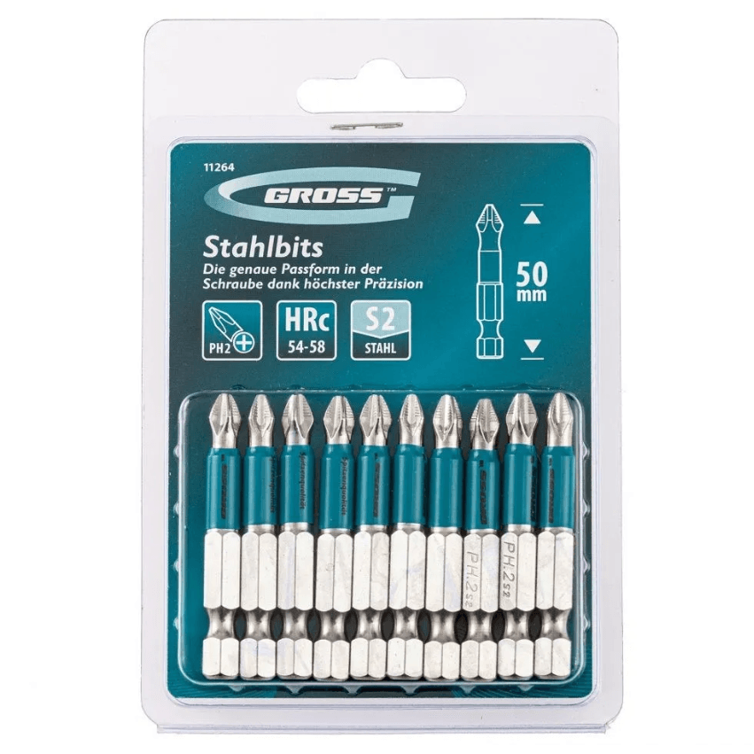 Биты PH2х50, сталь с ободком S2 Gross (шт)