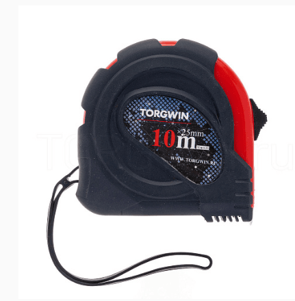 Рулетка обрезиненный корпус 10м х 25мм TORGWIN