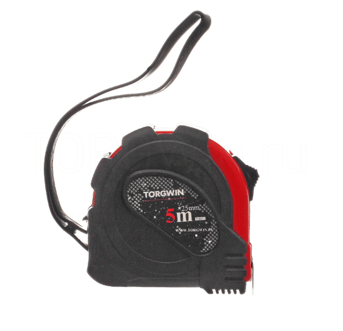 Рулетка обрезиненный корпус 5м х 25мм TORGWIN (черн.)
