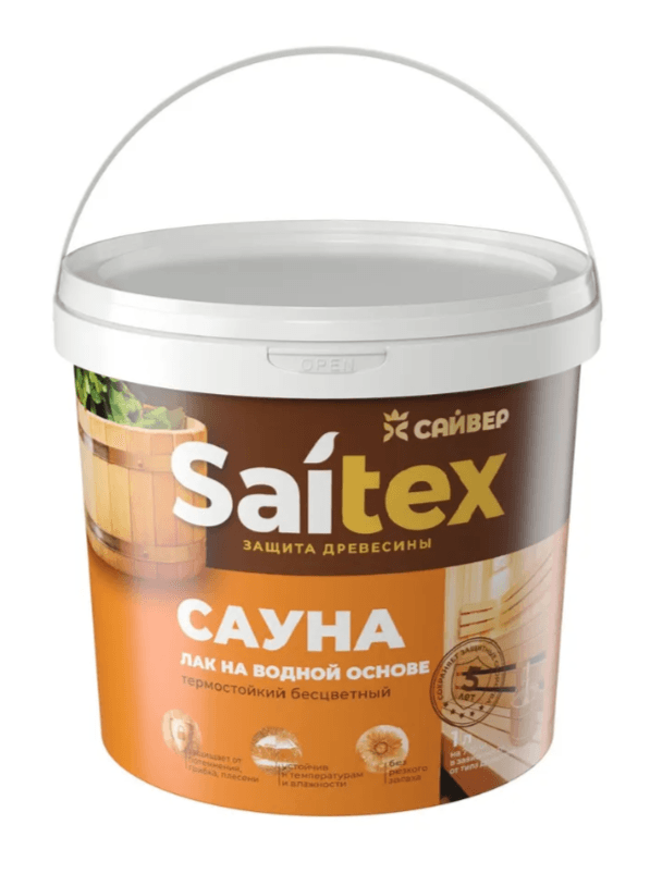 Saitex Сауна лак водный  Бесцветный 2,5 л. /4