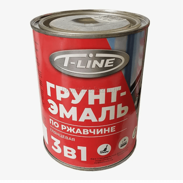 T-line Грунт-эмаль по ржавчине  3 в 1 черный 0,8 кг./14 (шт)