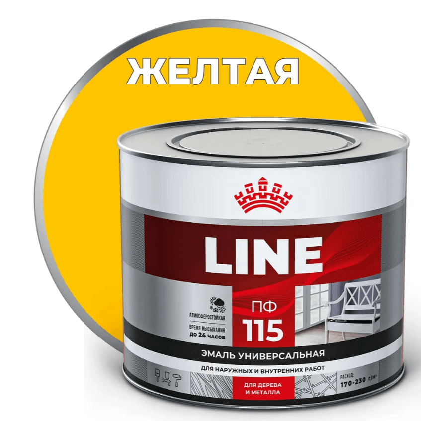 T-line эмаль ПФ-115 желтая 1,8 кг./6