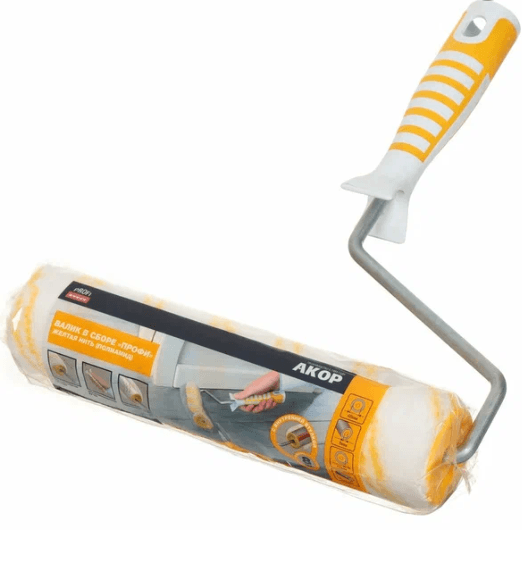 Валик "Профи" желтая нить, для работ с эмалями 240 х 48 х 8мм, в/в 11мм, полиакрил  Акор (22)