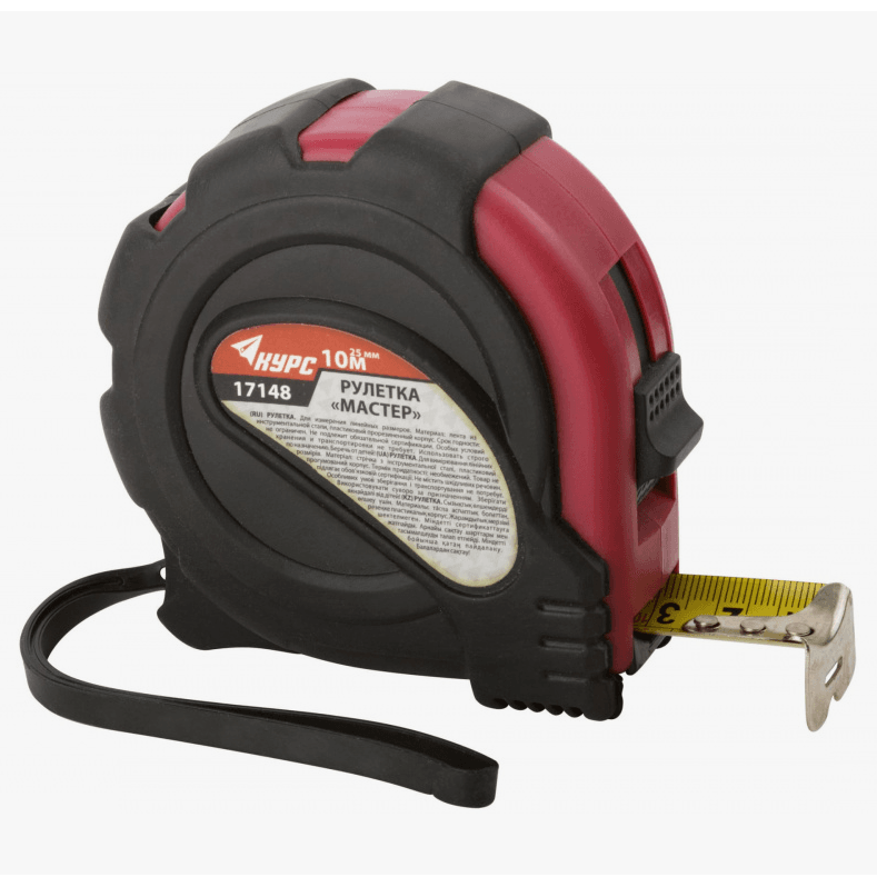Рулетка прорезиненный корпус "Мастер" 10м х25мм