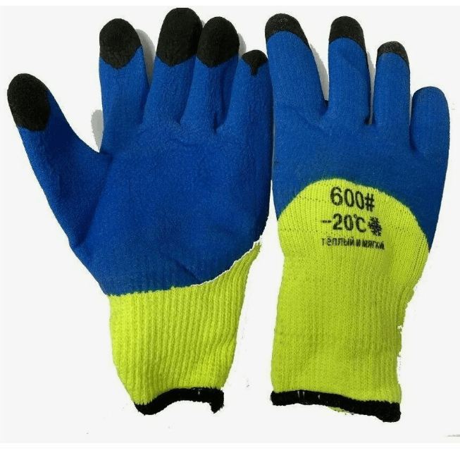 Перчатки  вспенен. салатово-синие, сине-оранж 300/600# с начесом