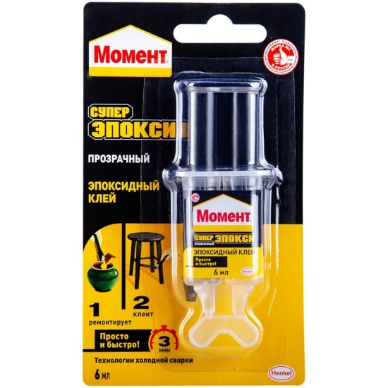 Момент Супер Эпокси Прозрачный 6 мл. шприц /48  2751325