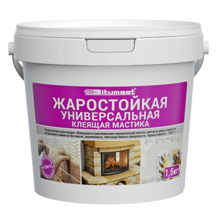 BITUMAST Мастика жаростойкая универсальная клеящая 1,5 кг/12