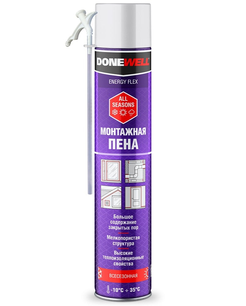 DONEWELL  ENERGY FLEX 30 пена полиуретановая монтажная БЫТОВАЯ всесезонная 1000 мл/ 451 г /шт