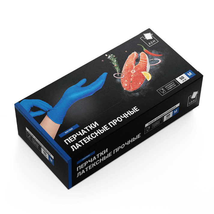 Перчатки латексные прочные M, A.D.M